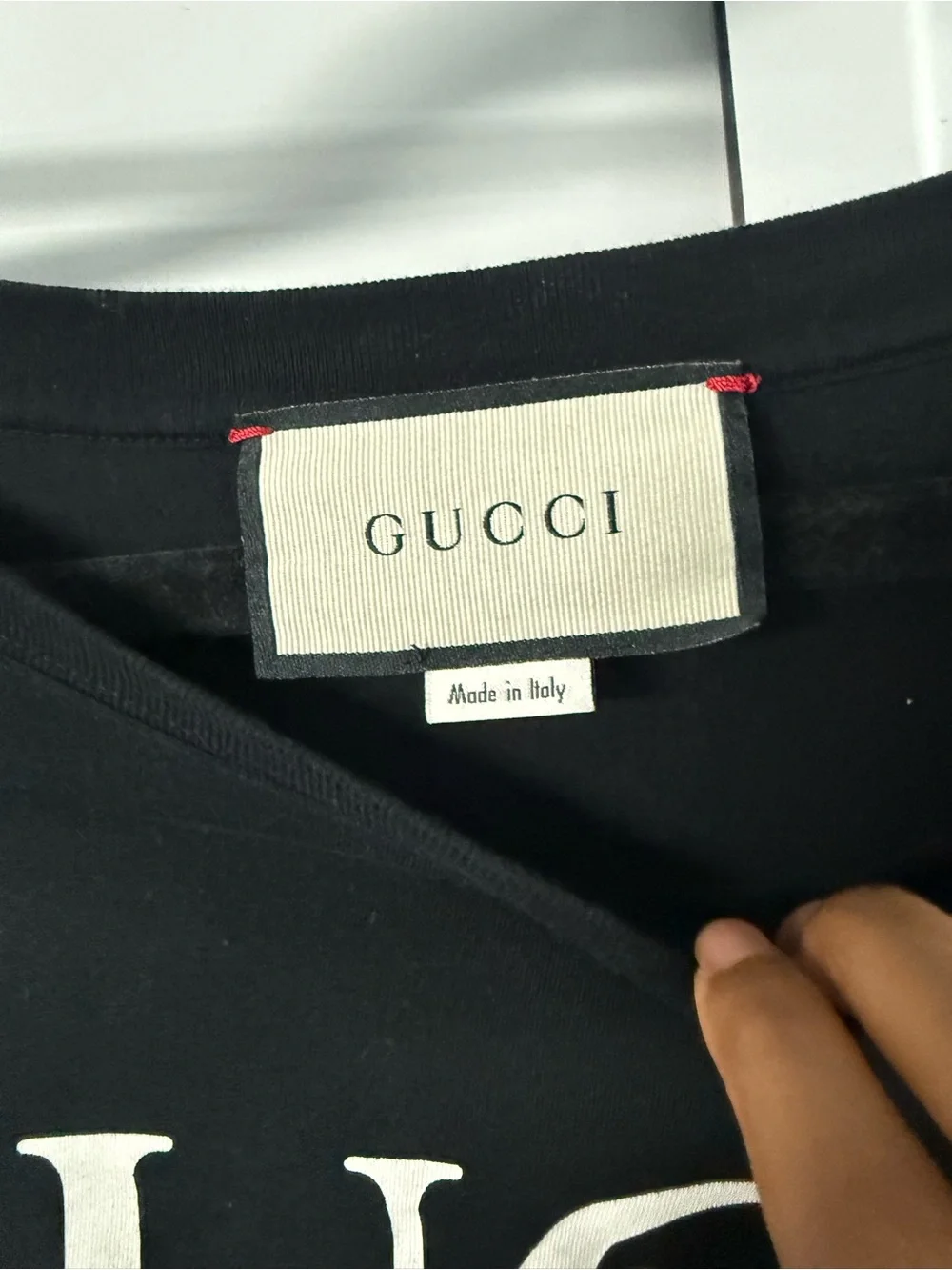 Authentic Gucci Black T-Shirt with White Logo unisex XXL